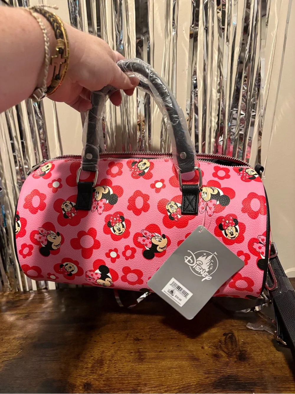 Disney Parks Minnie Mouse Red and Pink Floral Satchel
